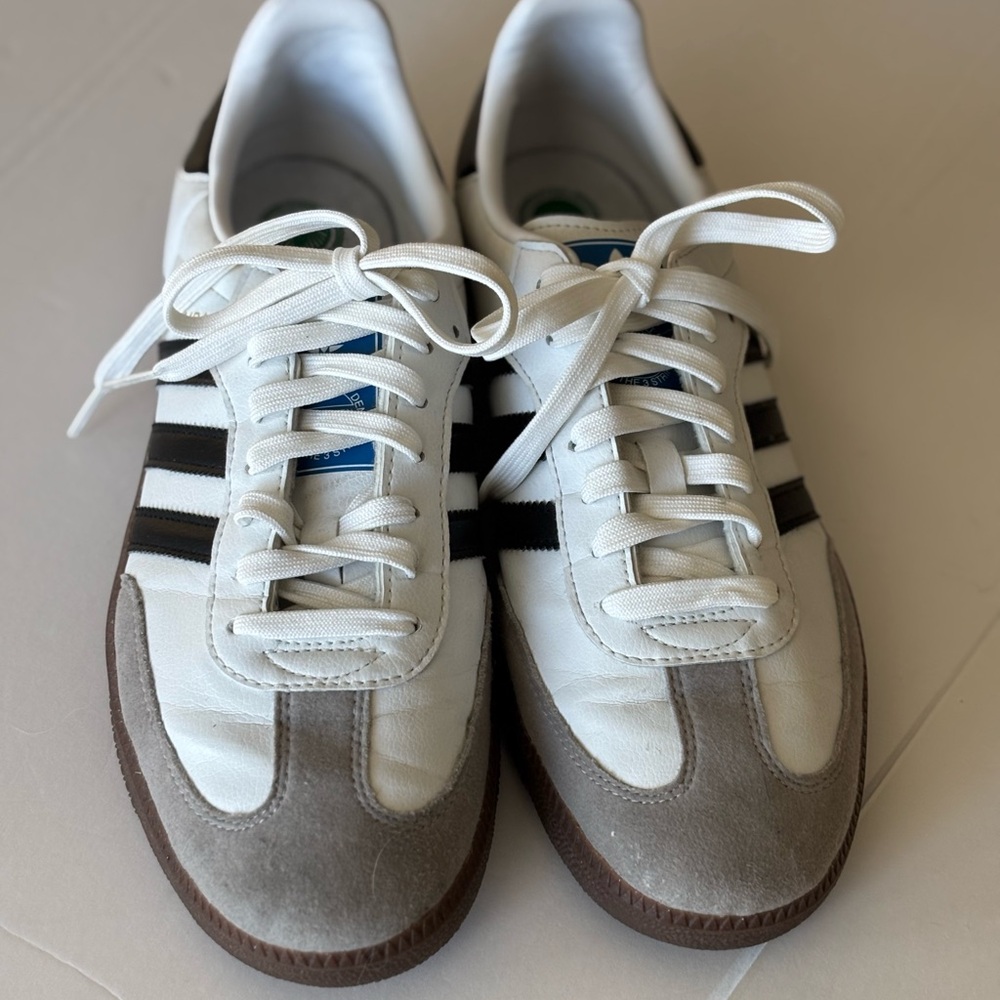 adidas White and Black Sneakers with Suede and Leather Upper